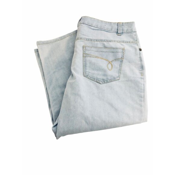 Kim Rogers Capris Jeans Womens 12 Stretch Light Blue Denim Pants Embroidery - Picture 7 of 7